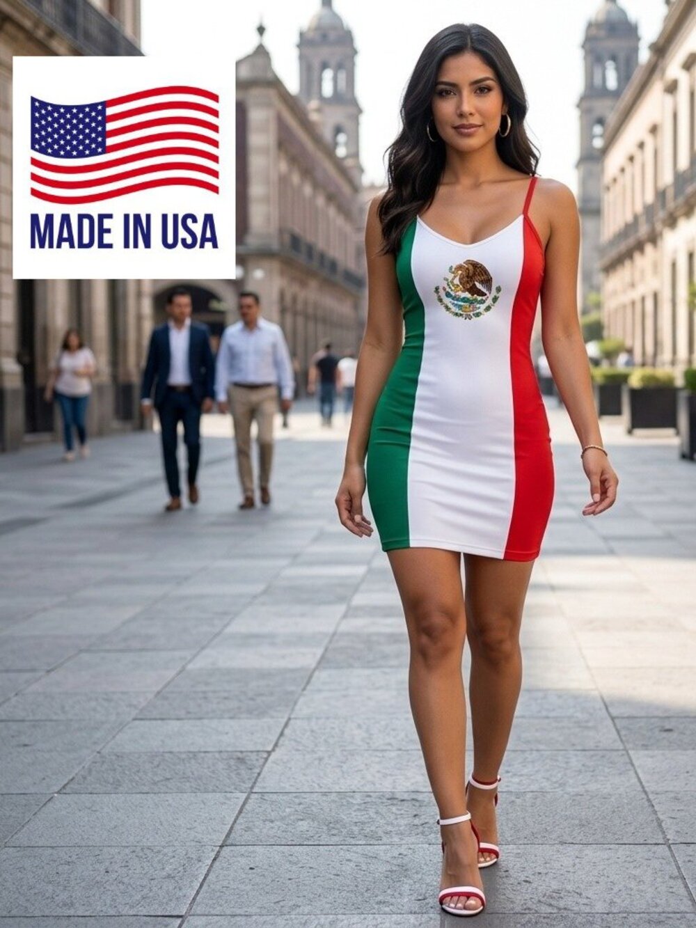 Women's Sexy Mexican FLAG Tank Form Fitting Dress